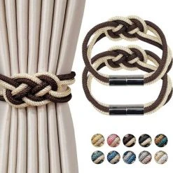 BAICCCF Embrasse De Rideau 2pcs Attaches De Rideaux Magnétiques Pinces à Rideaux - Café Foncé + Beige