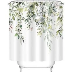 BF Ensemble De Rideaux De Douche En Eucalyptus Vert Avec Des Feuilles D'aquarelle Botaniques Et Un Décor De Salle De Bain Floral Sur Le Dessus Avec Des Crochets 7 BF Ensemble De Rideaux De Douche En Eucalyptus Vert Avec Des Feuilles D'aquarelle Botaniques Et Un Décor De Salle De Bain Floral Sur Le Dessus Avec Des Crochets -Rideau et tringle Soldes 2024 65274060 3
