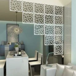 THSINDE Ce Lot De 12 Séparateurs De Pièce En PVC Respectueux De L'environnement Cloison Sculptée Moderne Simple 29 Cm X 29 Cm Blanc -Rideau et tringle Soldes 2024 65641614 3