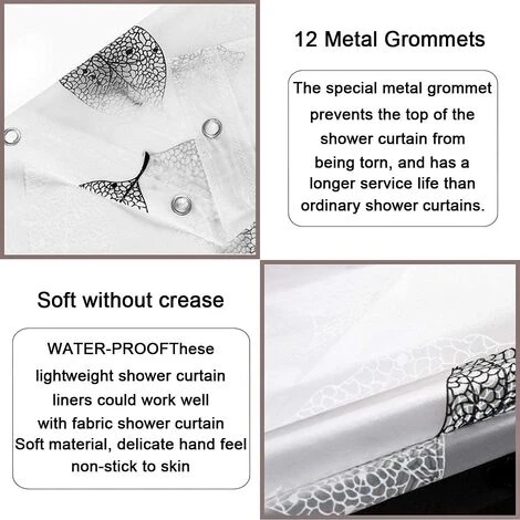 YIDOMDE Rideau De Salle De Bain, 180 X 180 Cm, Rideau De Douche/baignoire Avec Crochets, Rideau Imperméable/antimois/antibactérien, Rideau Lavable En Machine, Rideau De Douche Imperméable 5 YIDOMDE Rideau De Salle De Bain, 180 X 180 Cm, Rideau De Douche/baignoire Avec Crochets, Rideau Imperméable/antimois/antibactérien, Rideau Lavable En Machine, Rideau De Douche Imperméable – Image 5