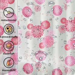 YIDOMDE Rideaux De Douche, Rideau Pour Salle De Bain, Tissu Imperméable Épais Rideaux, Tissu Impermeable Et Anti-moisissure Rideau De Bain - 180 X 200 Cm (Fleurs Fraîches) -Rideau et tringle Soldes 2024 65745910 3
