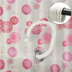 YIDOMDE Rideaux De Douche, Rideau Pour Salle De Bain, Tissu Imperméable Épais Rideaux, Tissu Impermeable Et Anti-moisissure Rideau De Bain - 180 X 200 Cm (Fleurs Fraîches) -Rideau et tringle Soldes 2024 65745910 4