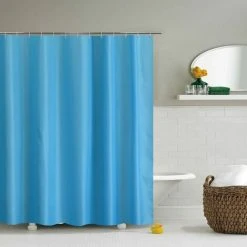 YIDOMDE Extra Length Rideau De Douche Hauteur 240cm Bleu Pour La Salle De Bain, Polyester Large Rideau De Bain Anti-moisissure Pour La Maison, Imperméable Pour Baignoire, Largeur 200 X Hauteur 240cm -Rideau et tringle Soldes 2024 65745955 3