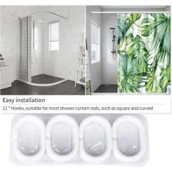 YIDOMDE Rideau De Douche En Polyester Avec Impression Numérique - 5 Tailles - Motif Feuilles - Anti-moisissure - Étanche - Sans Crochet - Pour La Maison Et L'hôtel - Décoration, #3 Blätter, 120*180cm -Rideau et tringle Soldes 2024 65745972 5