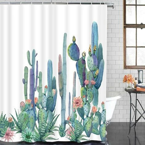 YIDOMDE Rideau Douche,Rideau De Douche Cactus 180x180 Imperméable Anti Moisissure Rideau De Douche En Tissu Polyester Avec 12 Crochets 2 YIDOMDE Rideau Douche,Rideau De Douche Cactus 180x180 Imperméable Anti Moisissure Rideau De Douche En Tissu Polyester Avec 12 Crochets – Image 2