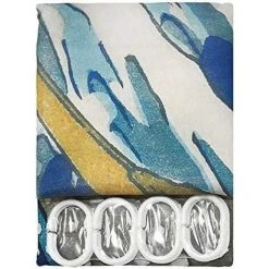 YIDOMDE Rideau De Douche Avec Des Crochets Haute Qualité Imperméable Antimoisissure Facile à Nettoyer Beau Imprimé … (Vague) -Rideau et tringle Soldes 2024 65746497 3