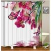 YIDOMDE Rideau Douche Retro Fleurs Et Papillons Rideau De Douche Blanc Rose Rideau Baignoire 120x180CM