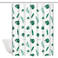 YIDOMDE Rideau De Douche Imperméable Anti-moisissure - 180 X 200 Cm - Lavable - Antibactérien - Avec 12 Anneaux De Rideau De Douche (Green-shuye)