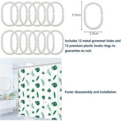 YIDOMDE Rideau De Douche Imperméable Anti-moisissure - 180 X 200 Cm - Lavable - Antibactérien - Avec 12 Anneaux De Rideau De Douche (Green-shuye) 7 YIDOMDE Rideau De Douche Imperméable Anti-moisissure - 180 X 200 Cm - Lavable - Antibactérien - Avec 12 Anneaux De Rideau De Douche (Green-shuye) -Rideau et tringle Soldes 2024 65746568 3
