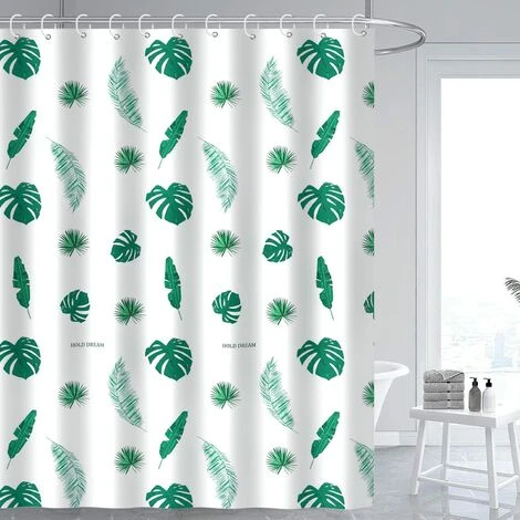 YIDOMDE Rideau De Douche Imperméable Anti-moisissure - 180 X 200 Cm - Lavable - Antibactérien - Avec 12 Anneaux De Rideau De Douche (Green-shuye) 4 YIDOMDE Rideau De Douche Imperméable Anti-moisissure - 180 X 200 Cm - Lavable - Antibactérien - Avec 12 Anneaux De Rideau De Douche (Green-shuye) – Image 4