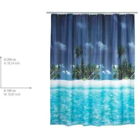 WENKO Rideau De Douche Original Palm Beach, Rideau De Douche 180x200 Cm, Waterproof, 12 Anneaux Rideau De Douche En Plastique Blanc Inclus, PEVA Matériau Recyclé Et Recyclable, 180x200 Cm, Multicolore - Multicolore 3 WENKO Rideau De Douche Original Palm Beach, Rideau De Douche 180x200 Cm, Waterproof, 12 Anneaux Rideau De Douche En Plastique Blanc Inclus, PEVA Matériau Recyclé Et Recyclable, 180x200 Cm, Multicolore - Multicolore – Image 3