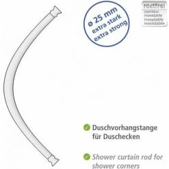 WENKO Barre De Douche Arrondie Extensible, Barre De Douche Télescopique, Longueur Adaptable, à Percer, Matériel De Fixation Inclus, Aluminium Inox, 80x80 - 90x90 Cm, ø2.5 Cm, Blanc -Rideau et tringle Soldes 2024 6578300 3