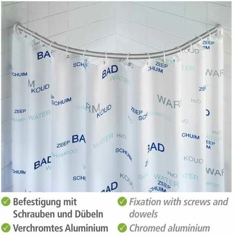 WENKO Barre De Douche Arrondie Extensible, Barre De Douche Télescopique, Longueur Adaptable, à Percer, Matériel De Fixation Inclus, Aluminium Inox, 80x80 - 90x90 Cm, ø2.5 Cm, Brillant 2 WENKO Barre De Douche Arrondie Extensible, Barre De Douche Télescopique, Longueur Adaptable, à Percer, Matériel De Fixation Inclus, Aluminium Inox, 80x80 - 90x90 Cm, ø2.5 Cm, Brillant – Image 2