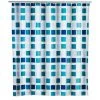 WENKO Rideau De Douche Original Mosaique, Rideau De Douche 180x200 Cm, Waterproof, 12 Anneaux Rideau De Douche En Plastique Blanc Inclus, PEVA Matériau Recyclé Et Recyclable, 180x200 Cm, Multicolore - Bleu