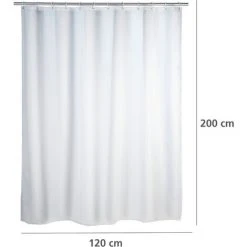 WENKO Rideau De Douche Blanc Uni, Rideau De Douche 120x200 Cm, Lavable En Machine Et Waterproof, 8 Anneaux Rideau De Douche En Plastique Blanc Inclus, 100% Polyester, 120x200 Cm, Blanc - Blanc -Rideau et tringle Soldes 2024 6579450 3