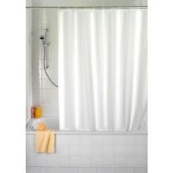 WENKO Rideau De Douche Blanc Uni, Rideau De Douche 120x200 Cm, Lavable En Machine Et Waterproof, 8 Anneaux Rideau De Douche En Plastique Blanc Inclus, 100% Polyester, 120x200 Cm, Blanc - Blanc -Rideau et tringle Soldes 2024 6579450 4