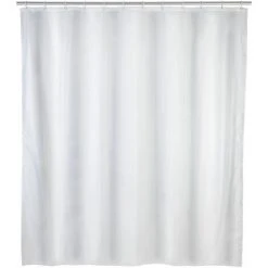 WENKO Rideau De Douche Antimoisissure Blanc, Rideau De Douche 180x200 Cm, Lavable En Machine Et Waterproof, 12 Anneaux Rideau De Douche En Plastique Blanc Inclus, 100% Polyester, 180x200 Cm, Blanc - Blanc