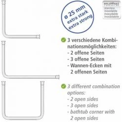 WENKO Barre De Douche Angle Universelle, Tringle Douche Angle, Longueur Adaptable Avec 3 Possibilités De Combinaison, à Percer, Matériel De Fixation Inclus, Aluminium - Plastique, Ø 2,5 Cm, Brillant -Rideau et tringle Soldes 2024 6579685 3