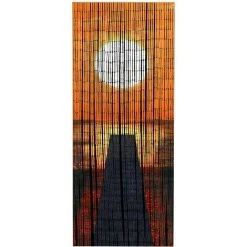 WENKO Rideau Bambou, Rideau De Porte, "coucher De Soleil", Rideau Mouche, Bambou, 90x200 Cm, Multicolore - Multicolore