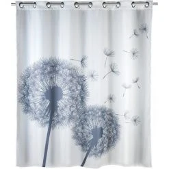 WENKO Rideau De Douche Antimoisissure Astera Comfort Flex, Rideau De Douche Original, Lavable En Machine Et Waterproof, 10 Anneaux Rideau De Douche Intégrés, Polyester, 180x200 Cm, Gris - Blanc - Blanc