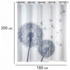 WENKO Rideau De Douche Antimoisissure Astera Comfort Flex, Rideau De Douche Original, Lavable En Machine Et Waterproof, 10 Anneaux Rideau De Douche Intégrés, Polyester, 180x200 Cm, Gris - Blanc - Blanc -Rideau et tringle Soldes 2024 6580404 5