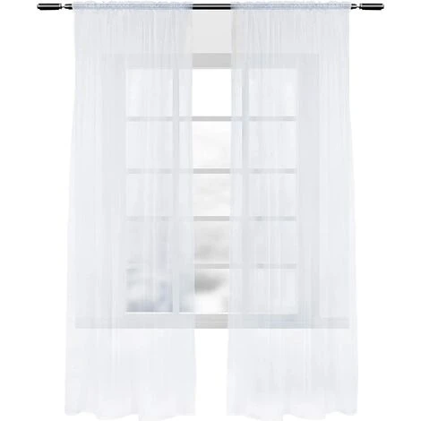 WOLTU Lot De 2 Rideaux En Voile Transparents.140x245cm Blanc VH5511ws-2 1 WOLTU Lot De 2 Rideaux En Voile Transparents.140x245cm Blanc VH5511ws-2