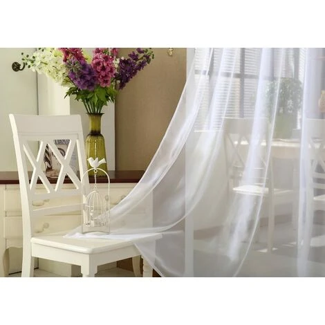 WOLTU Lot De 2 Rideaux En Voile Transparents.140x245cm Blanc VH5511ws-2 3 WOLTU Lot De 2 Rideaux En Voile Transparents.140x245cm Blanc VH5511ws-2 – Image 3