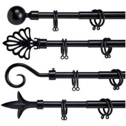 BRICOMARTEAU Tringle à Rideau S3600069 Noire Noir Fer (5 X 123,5 X 5 Cm)