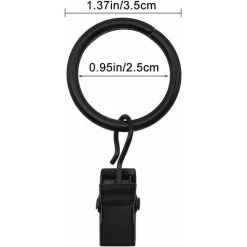 FVO Longziming-30 Anneaux De Rideaux PCS Avec Pinces, Pinces à Draperie Solides, Crochets Sur Support De Tige De Tension, Diamètre Intérieur Oeillets En Métal Rideaux Décoratifs Cintres De Fenêtre, Noir -Rideau et tringle Soldes 2024 66167841 3