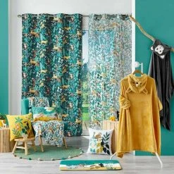 DOUCEUR D'INTÉRIEUR Rideau à œillets 140x260 Jungle Story Bleu - Bleu -Rideau et tringle Soldes 2024 67259556 3