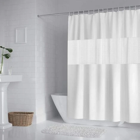 ENJOY Rideau De Douche 200x180cm Rideau De Bain EVA Semi-Transparent Imperméable Pour Salle De Bains - Blanc 1 ENJOY Rideau De Douche 200x180cm Rideau De Bain EVA Semi-Transparent Imperméable Pour Salle De Bains - Blanc