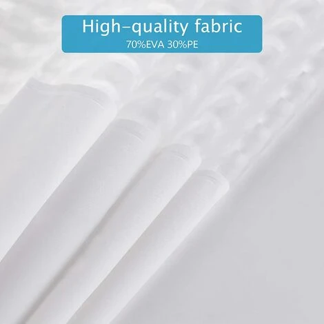 ENJOY Rideau De Douche 200x180cm Rideau De Bain EVA Semi-Transparent Imperméable Pour Salle De Bains - Blanc 2 ENJOY Rideau De Douche 200x180cm Rideau De Bain EVA Semi-Transparent Imperméable Pour Salle De Bains - Blanc – Image 2