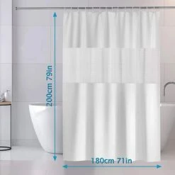 ENJOY Rideau De Douche 200x180cm Rideau De Bain EVA Semi-Transparent Imperméable Pour Salle De Bains - Blanc 7 ENJOY Rideau De Douche 200x180cm Rideau De Bain EVA Semi-Transparent Imperméable Pour Salle De Bains - Blanc -Rideau et tringle Soldes 2024 67332125 3