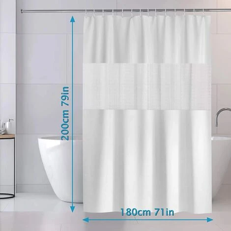ENJOY Rideau De Douche 200x180cm Rideau De Bain EVA Semi-Transparent Imperméable Pour Salle De Bains - Blanc 3 ENJOY Rideau De Douche 200x180cm Rideau De Bain EVA Semi-Transparent Imperméable Pour Salle De Bains - Blanc – Image 3