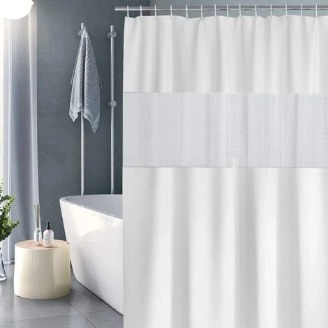 ENJOY Rideau De Douche 200x180cm Rideau De Bain EVA Semi-Transparent Imperméable Pour Salle De Bains - Blanc 5 ENJOY Rideau De Douche 200x180cm Rideau De Bain EVA Semi-Transparent Imperméable Pour Salle De Bains - Blanc – Image 5