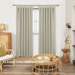 GGNRALNY Lot De 2 Rideaux à Pattes Occultant Thermiques Isolation Anti Chaleur Rideau Chambre Enfant Masion140x280cm Beige