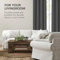 GGNRALNY Rideaux Occultants Isolant Thermique, 140x260 CM (Largeur X Hauteur), Rideaux Pour Salon Et Chambre, Design Moderne à Oeillets, Gris Foncé, 1Pièces -Rideau et tringle Soldes 2024 67354280 3