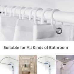 GGNRALNY Rideau De Douche Anti Moisissure 180x200 Cm,Rideau De Douche Tissu Lavable En Machine Avec 12 Crochets Antirouille,Rideau De Douche En Polyester Style Bohème (180_x_200_cm, Abstrait) -Rideau et tringle Soldes 2024 67354634 3