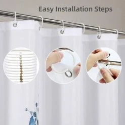 GGNRALNY Rideau De Douche Anti Moisissure 180x200 Cm,Rideau De Douche Tissu Lavable En Machine Avec 12 Crochets Antirouille,Rideau De Douche En Polyester Style Bohème (180_x_200_cm, Abstrait) -Rideau et tringle Soldes 2024 67354634 5