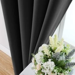 SKECTEN Lot De 2 Rideaux Isolants Thermiques 140x240cm Ombrage Draperies à Oeillets Décoration De Fenêtre Salon Chambre Hôtel Noir -Rideau et tringle Soldes 2024 68006496 4