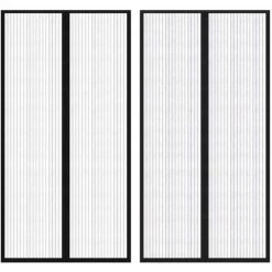 VidaXL Rideau De Porte Contre Insectes 210x100cm 2 Pcs Magnétique Noir - Noir