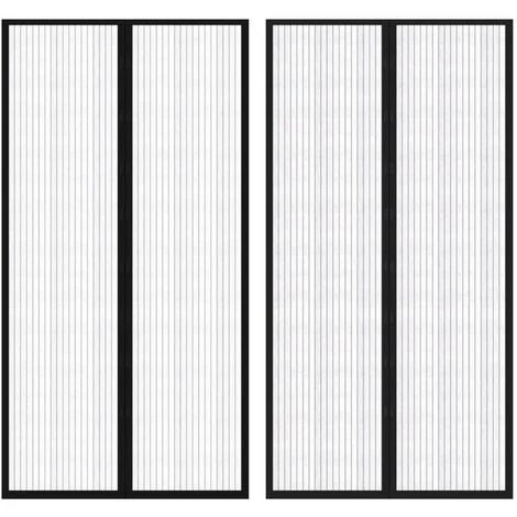 VidaXL Rideau De Porte Contre Insectes 210x100cm 2 Pcs Magnétique Noir - Noir 1 VidaXL Rideau De Porte Contre Insectes 210x100cm 2 Pcs Magnétique Noir - Noir