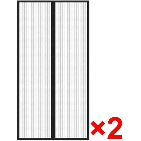 VidaXL Rideau De Porte Contre Insectes 210x100cm 2 Pcs Magnétique Noir - Noir 2 VidaXL Rideau De Porte Contre Insectes 210x100cm 2 Pcs Magnétique Noir - Noir – Image 2