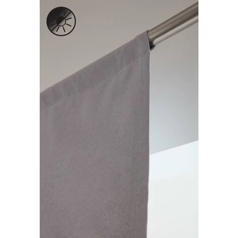 RIDEAUDISCOUNT Vitrage Occultant 90 X 210 Cm Passe Tringle Uni Gris Galet - Gris 3 RIDEAUDISCOUNT Vitrage Occultant 90 X 210 Cm Passe Tringle Uni Gris Galet - Gris – Image 3