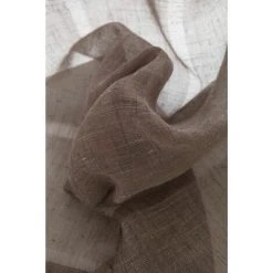 RIDEAUDISCOUNT Paire De Vitrages 45 X 90 Cm à Passe Tringle Tissu Léger Effet Gaze De Lin à Rayures Verticales Style Naturel Marron Poivre - Brun -Rideau et tringle Soldes 2024 8205081 4