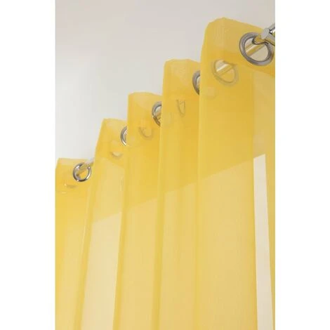 RIDEAUDISCOUNT Paire De Voilages 135 X 240 Cm à Oeillets Mat Classique Simple Jaune Yuzu - Jaune 2 RIDEAUDISCOUNT Paire De Voilages 135 X 240 Cm à Oeillets Mat Classique Simple Jaune Yuzu - Jaune – Image 2
