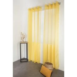 RIDEAUDISCOUNT Paire De Voilages 135 X 240 Cm à Oeillets Mat Classique Simple Jaune Yuzu - Jaune 7 RIDEAUDISCOUNT Paire De Voilages 135 X 240 Cm à Oeillets Mat Classique Simple Jaune Yuzu - Jaune -Rideau et tringle Soldes 2024 8847365 3