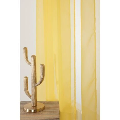 RIDEAUDISCOUNT Paire De Voilages 135 X 240 Cm à Oeillets Mat Classique Simple Jaune Yuzu - Jaune 5 RIDEAUDISCOUNT Paire De Voilages 135 X 240 Cm à Oeillets Mat Classique Simple Jaune Yuzu - Jaune – Image 5