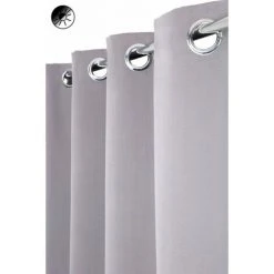 RIDEAUDISCOUNT Rideau Occultant 140 X 240 Cm à Oeillets Mat Lourd Solide Uni Gris - Gris
