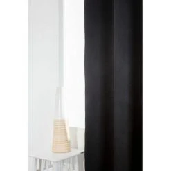 RIDEAUDISCOUNT Rideau Occultant 140 X 240 Cm à Oeillets Thermique Stop Froid Uni Noir - Noir -Rideau et tringle Soldes 2024 9952249 3